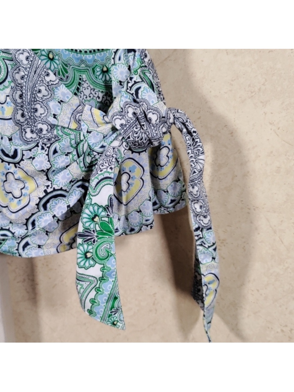 🍓 Tommy Hilfiger sleeveless, Paisley Print Tie-Waist Green/Blue/White - Picture 3 of 7
